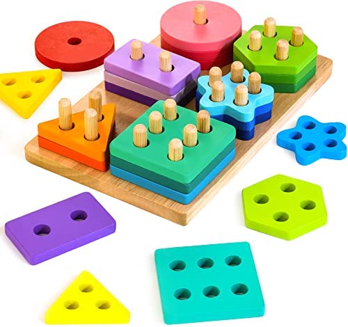 Jouet Enfant 2 Ans géométriques en Bois Puzzles pour Bebe