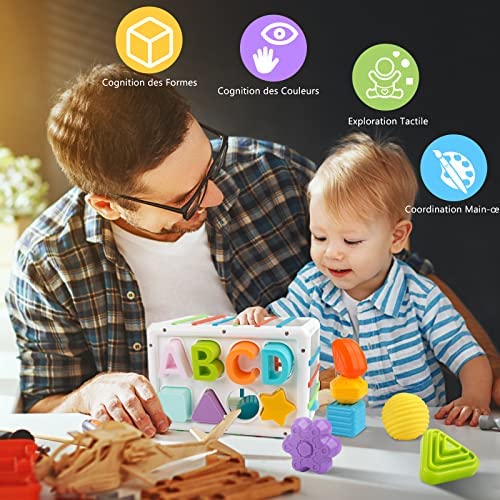 Jouets empilables pour bébés de 1 à 3 ans, jouets Montessori à anneaux  arc-en-ciel pour bébés de 6 à 12 mois, 1, 2, 3 ans, fille et garçon,  cadeaux de Noël, d'anniversaire